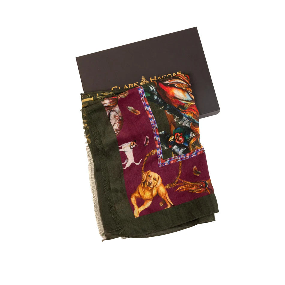 Its a Dogs Life | Hunter Green & Oxblood | Wool/Silk Wrap