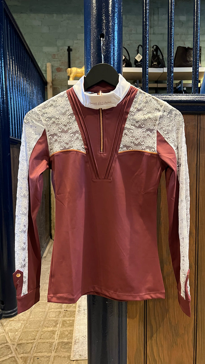 Sophia Lace Show Shirt - Burgundy + White