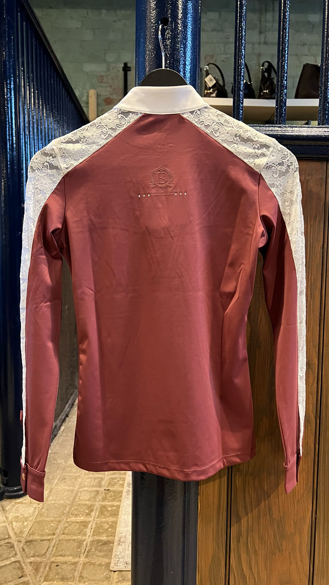 Sophia Lace Show Shirt - Burgundy + White
