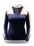 Sophia Lace Show Shirt - Navy & White long sleeve