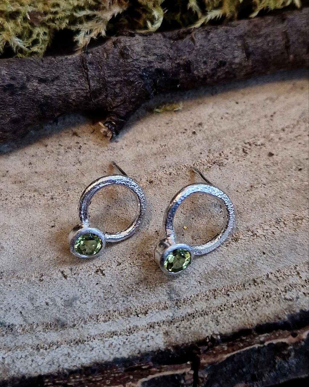Peridot Circle of Light Earrings