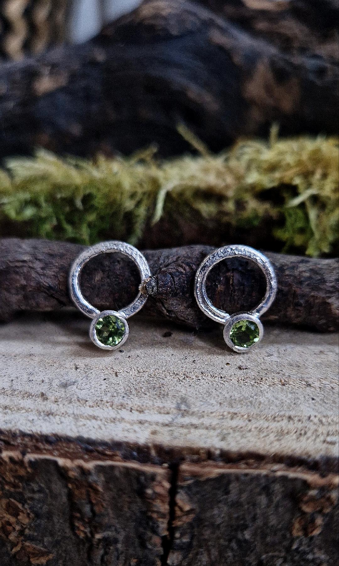 Peridot Circle of Light Earrings