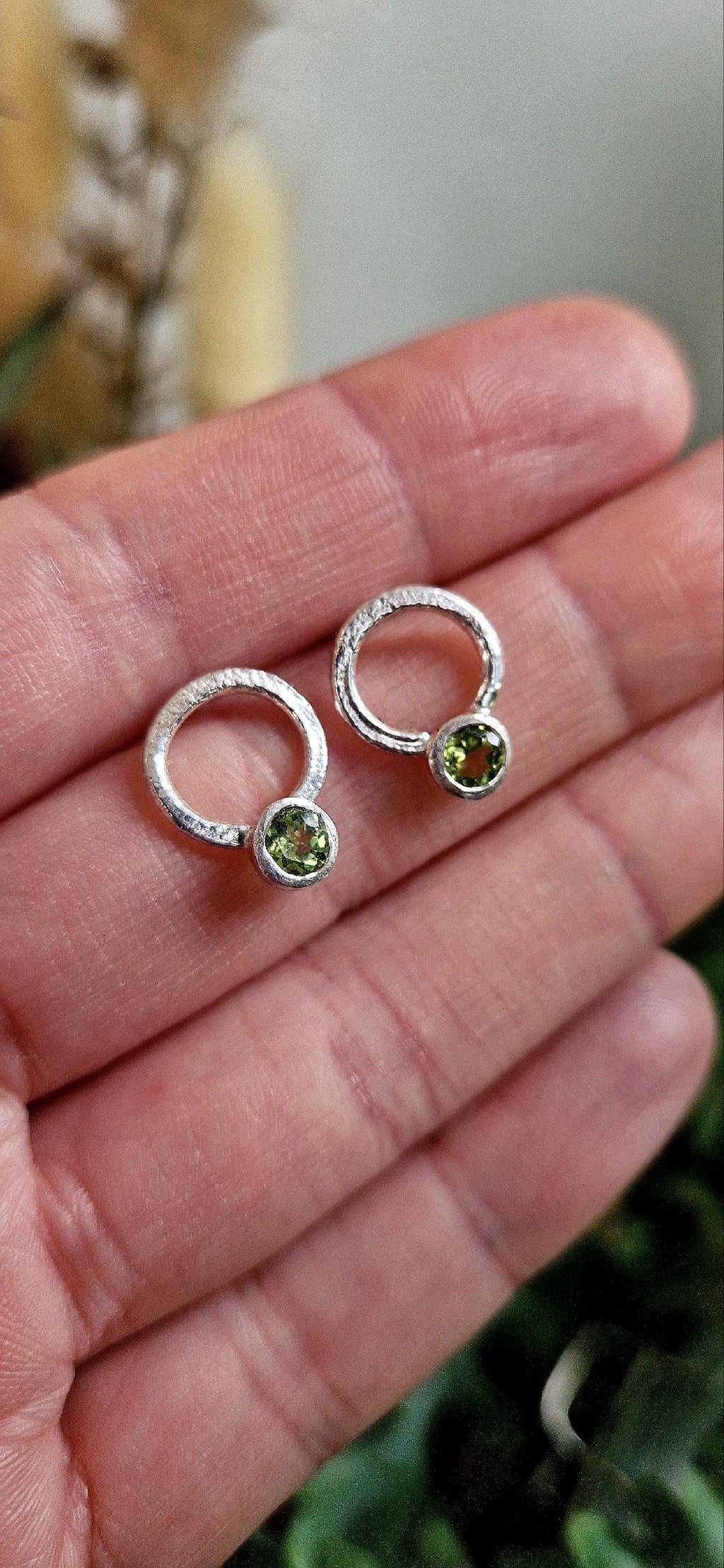 Peridot Circle of Light Earrings