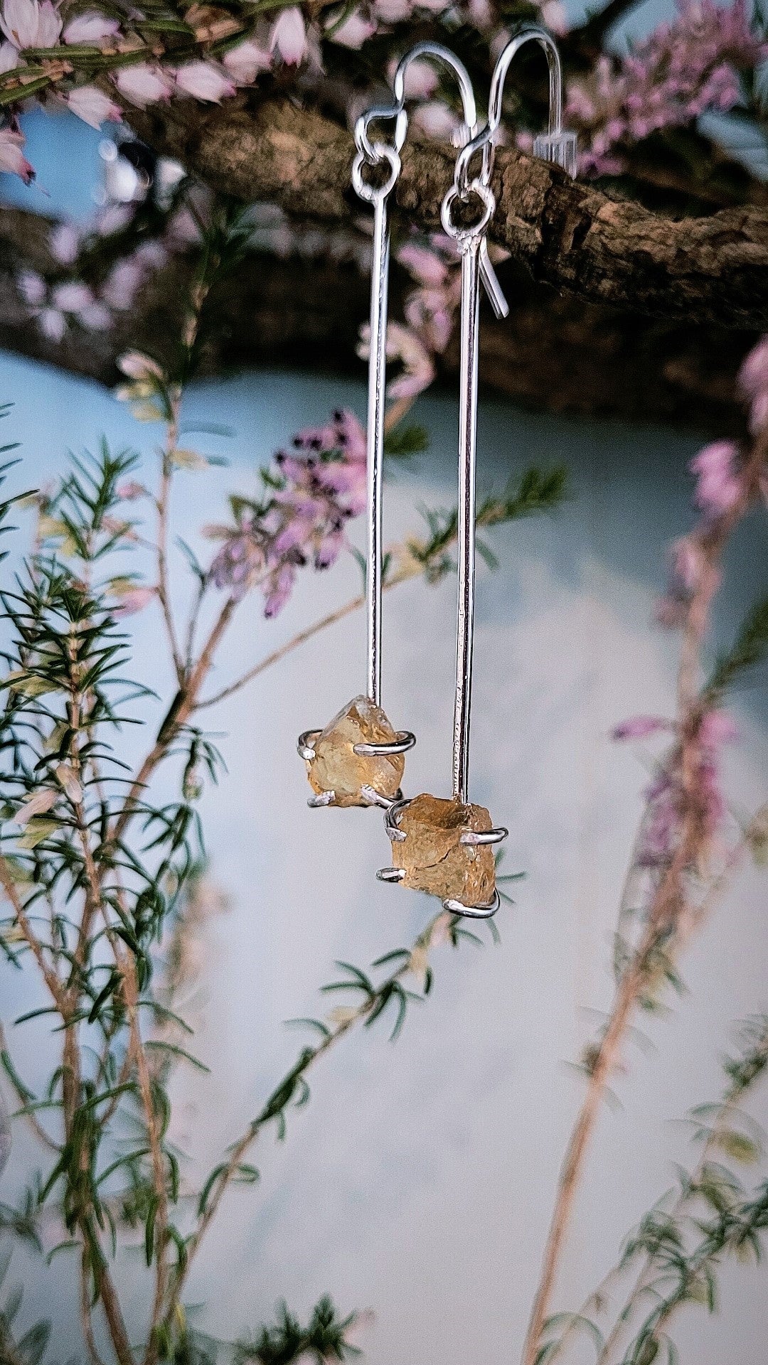 Raw Citrine Drop Earrings