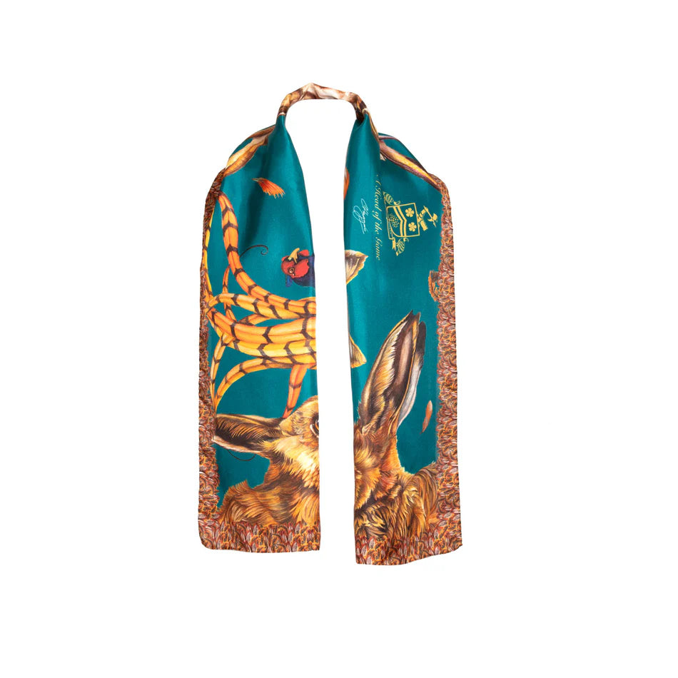A Head Of The Game | Teal | Classic Silk Scarf