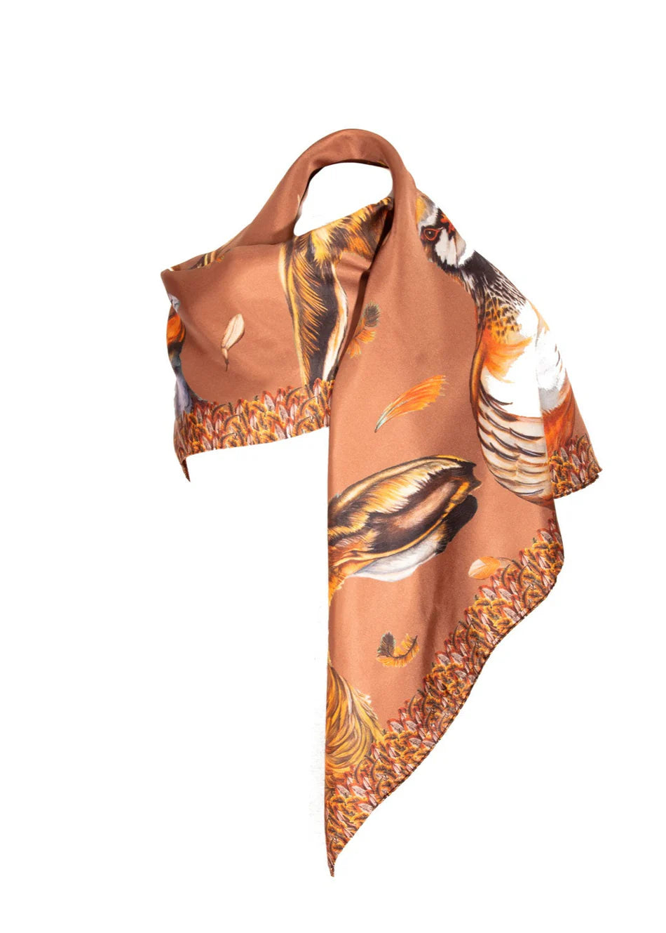 A Head Of The Game | Mocha | Large Square Silk Scarf