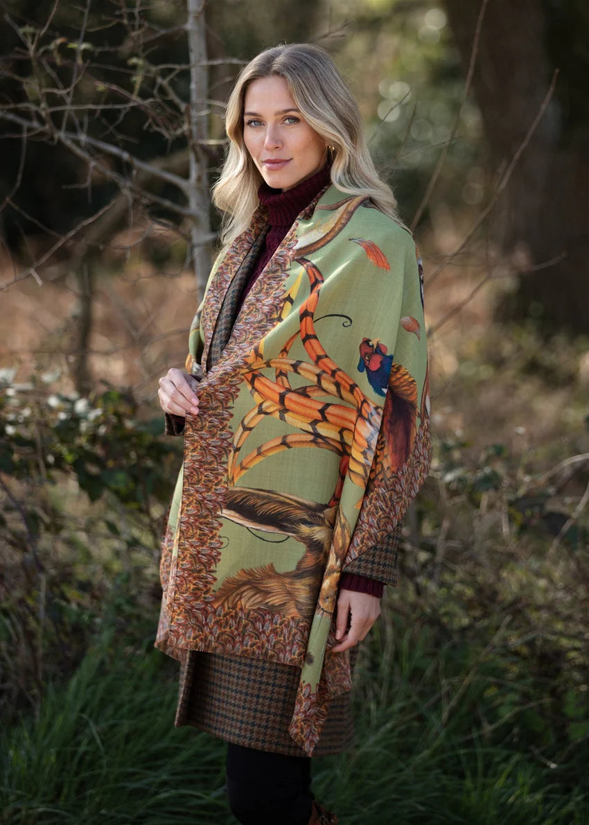 A Head Of The Game Wool/Silk Wrap