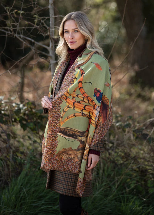 A Head Of The Game Wool/Silk Wrap