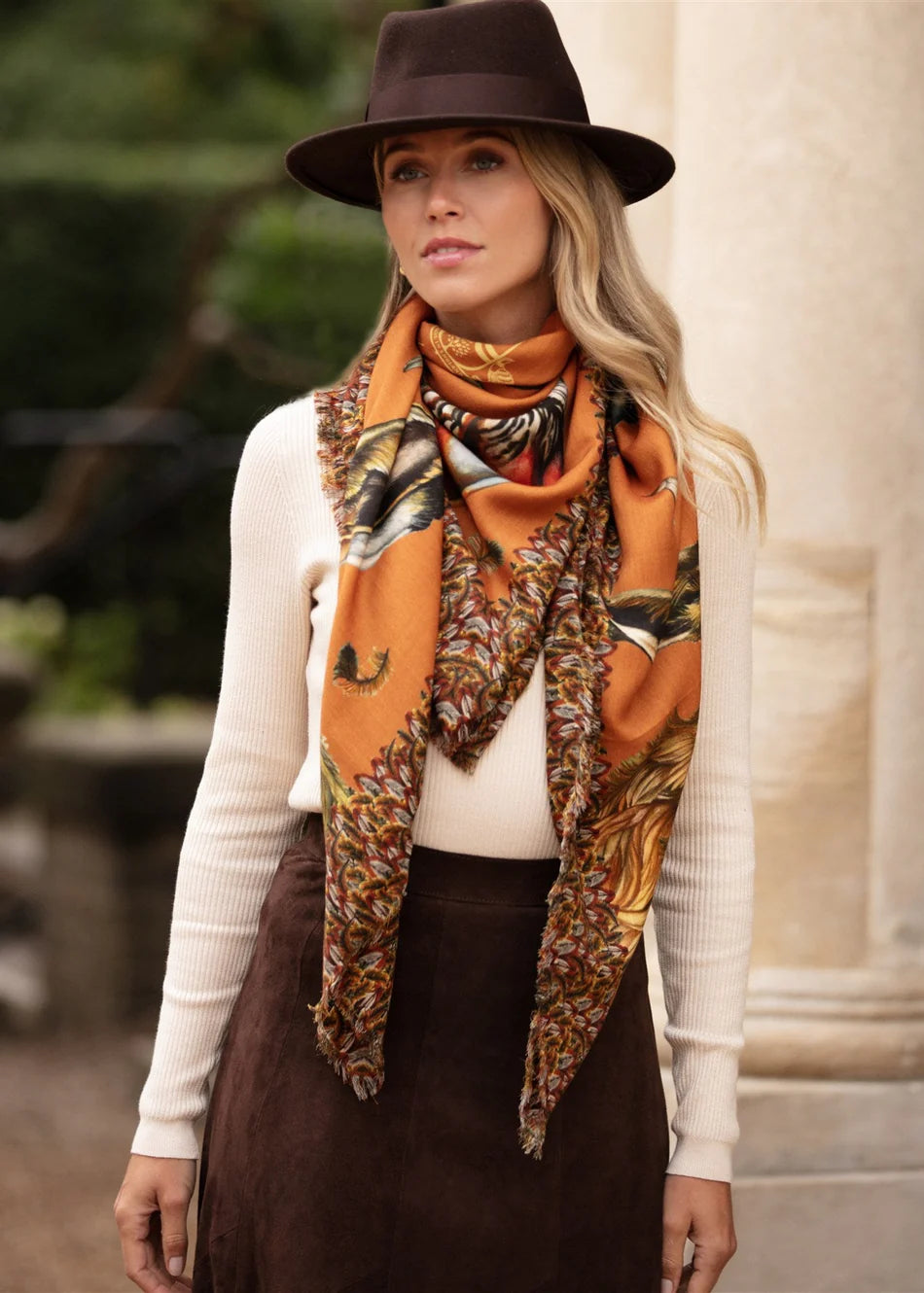 A Head Of The Game | Burnt Orange | Wool/Silk Shawl