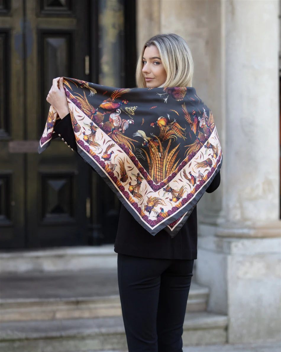 George & Friends | Charcoal | Large Square Silk Scarf