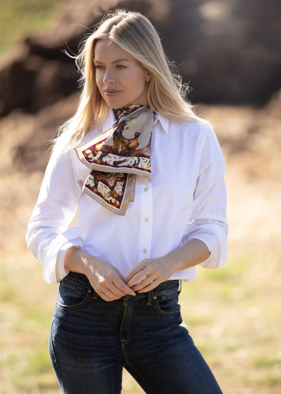 George & Friends | Toffee | Narrow Silk Scarf