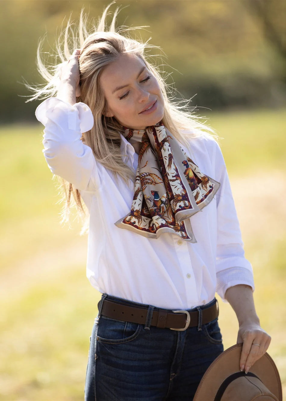 George & Friends | Toffee | Narrow Silk Scarf