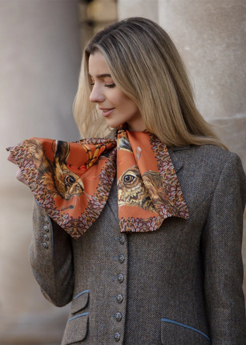 A Head Of The Game | Burnt Orange | Narrow Silk Scarf