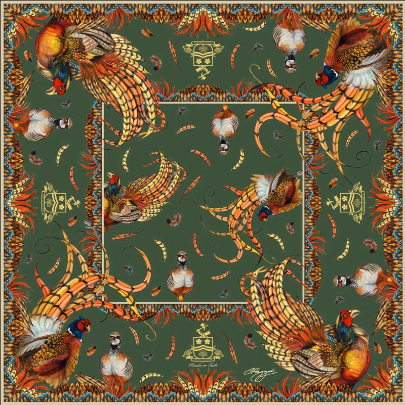Heads or Tails Pure Silk Scarf Large Square