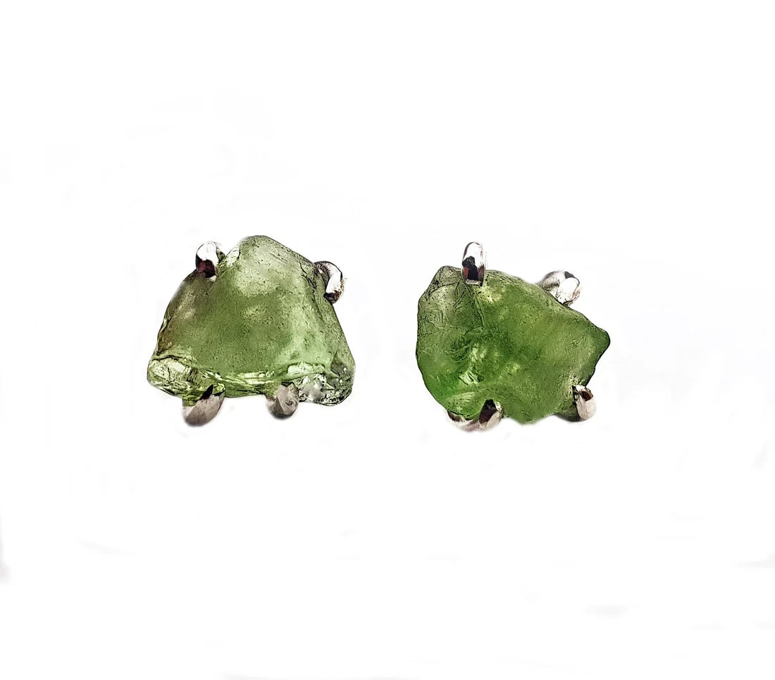 Raw Peridot Earrings