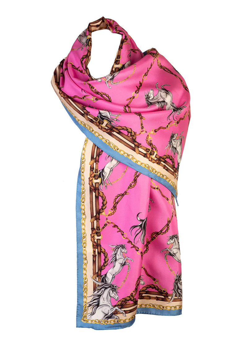 Rearing to Go | Hot Pink | Classic Silk Scarf
